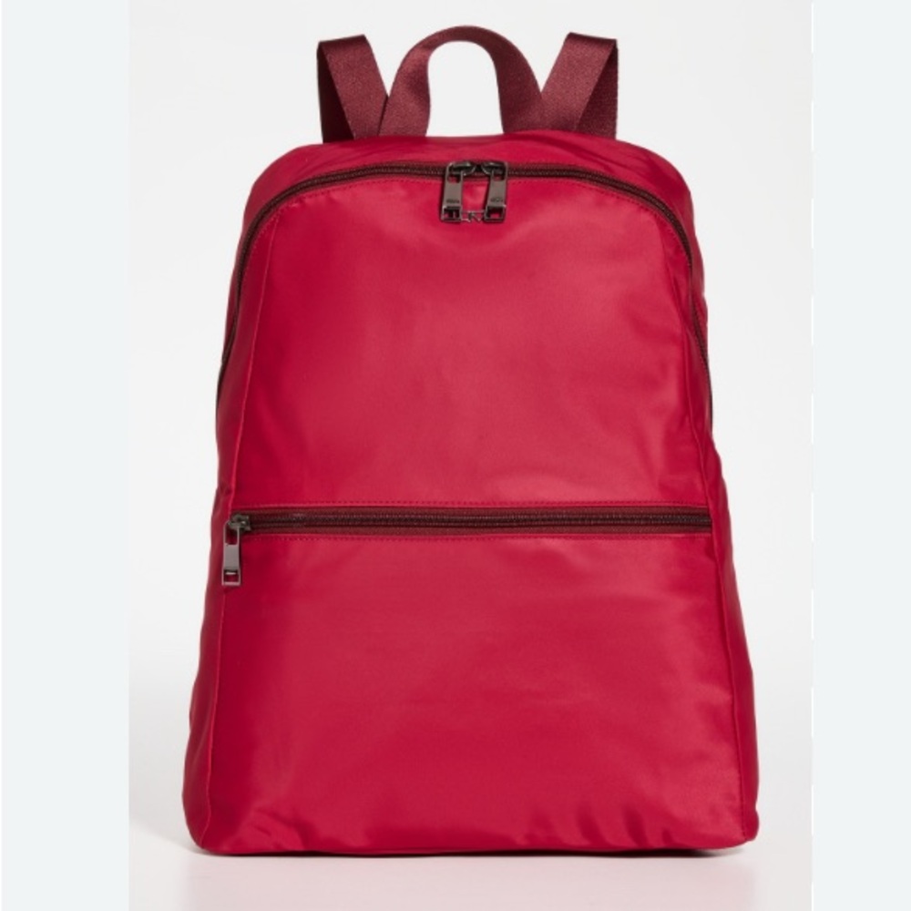 NEW Tumi “Just in Case” red nylon Travel backpack with pouch